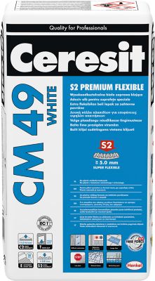 CERESIT CM 49 WHITE S2 PREMIUM FLEXIBLE VALGE PLAATIMISSEGU CERESIT