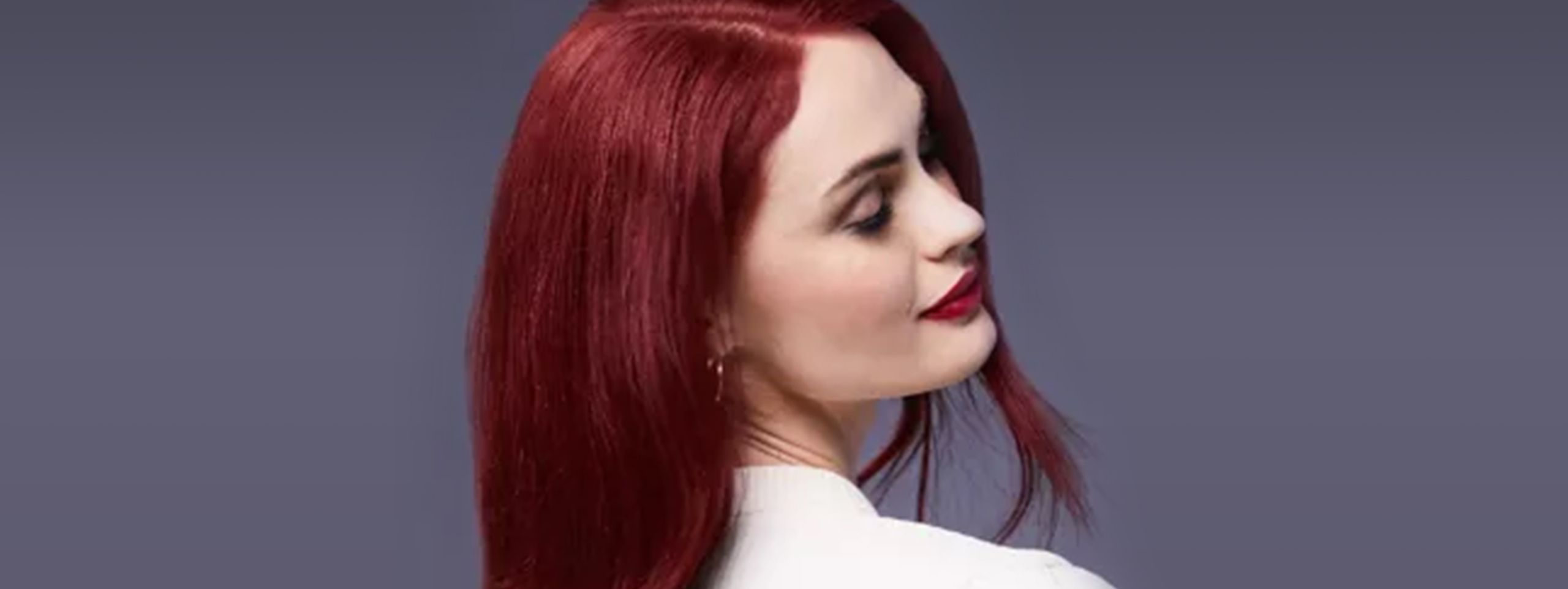 Woman with red velvet hair color