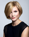 Blonde woman with asymmertical bob