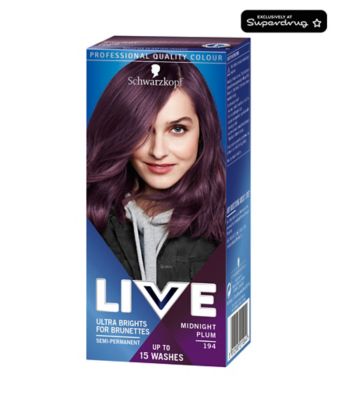 Schwarzkopf LIVE Ultra Brights Hair Dye For Brunettes Midnight Plum 192  Semi-permanent