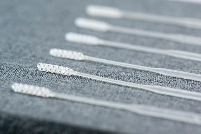 3d printed NP Swabs printed by ORIGIN with customized Medical LOCTITE resin