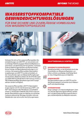 Wasserstoffkompatible Gewindedichtungen Produktinformationsblatt