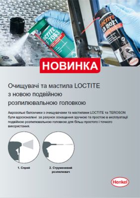 Листівка LOCTITE Очищувачі та мастила з новою подвійною розпилювальною головкою