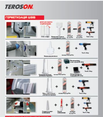 Плакат TEROSON Герметизація швів Акустичне демпфірування Захист днища кузова Інформація для оформлення замовле