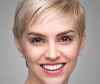 Model with a classic pixie hairstyle
