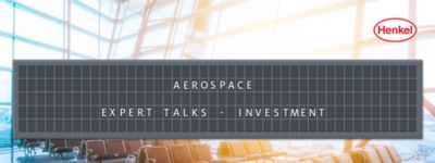 Airport waiting area with departure board showing the name of the article: Aerospace Expert Talks - Investment