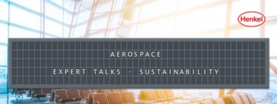 Airport waiting area with departure board showing the name of the article: Aerospace Expert Talks - Sustainability