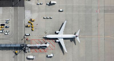 Luftaufnahme des Flugzeuges