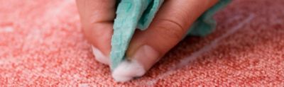 Cleaning a carpet with a cloth