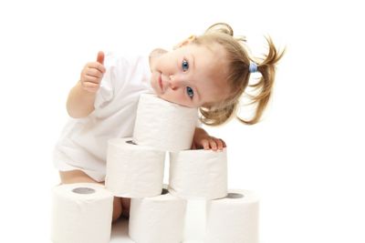 Baby and toilet paper