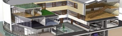 Przekrój renderu domu w 3D