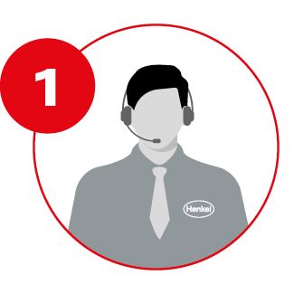 Icono del empleado de Henkel hablando con auriculares