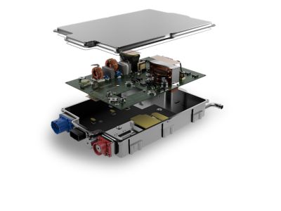 Illustration of Henkel materials in the interior layers of an EV inverter