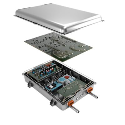  Illustration of Henkel materials in the interior layers of an EV onboard charger