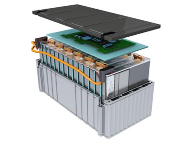 Illustrated electric vehicle battery module with Henkel technologies