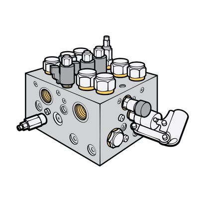 Coupe d'une valve, d'un vérin, d'un conduit