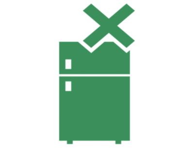 Illustrated green icon of a refrigeration unit with the words No Refrigeration