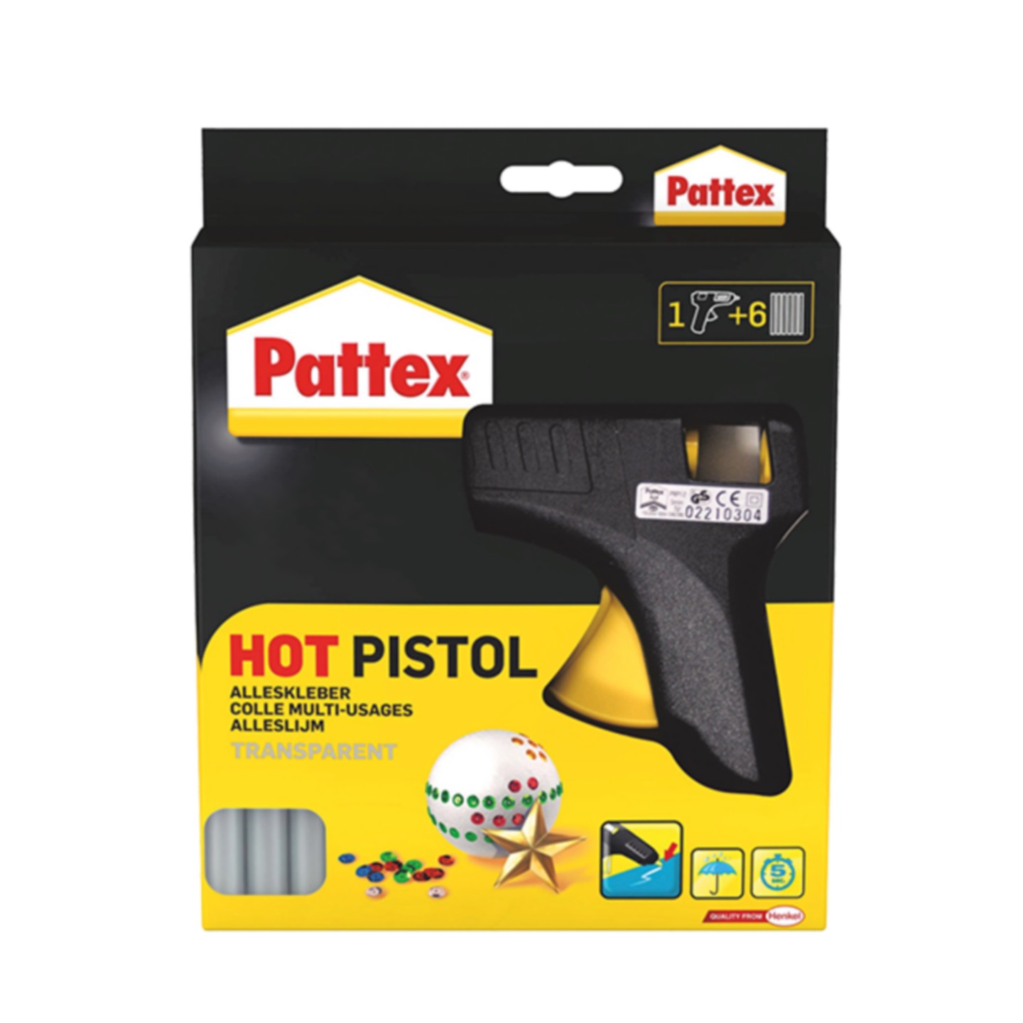 schwarz/gelb inkl Klebesticks Pattex Heißklebepistole HOT Starter-Set Hobby 