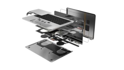 Illustration of the interior view of a hard disk drive 