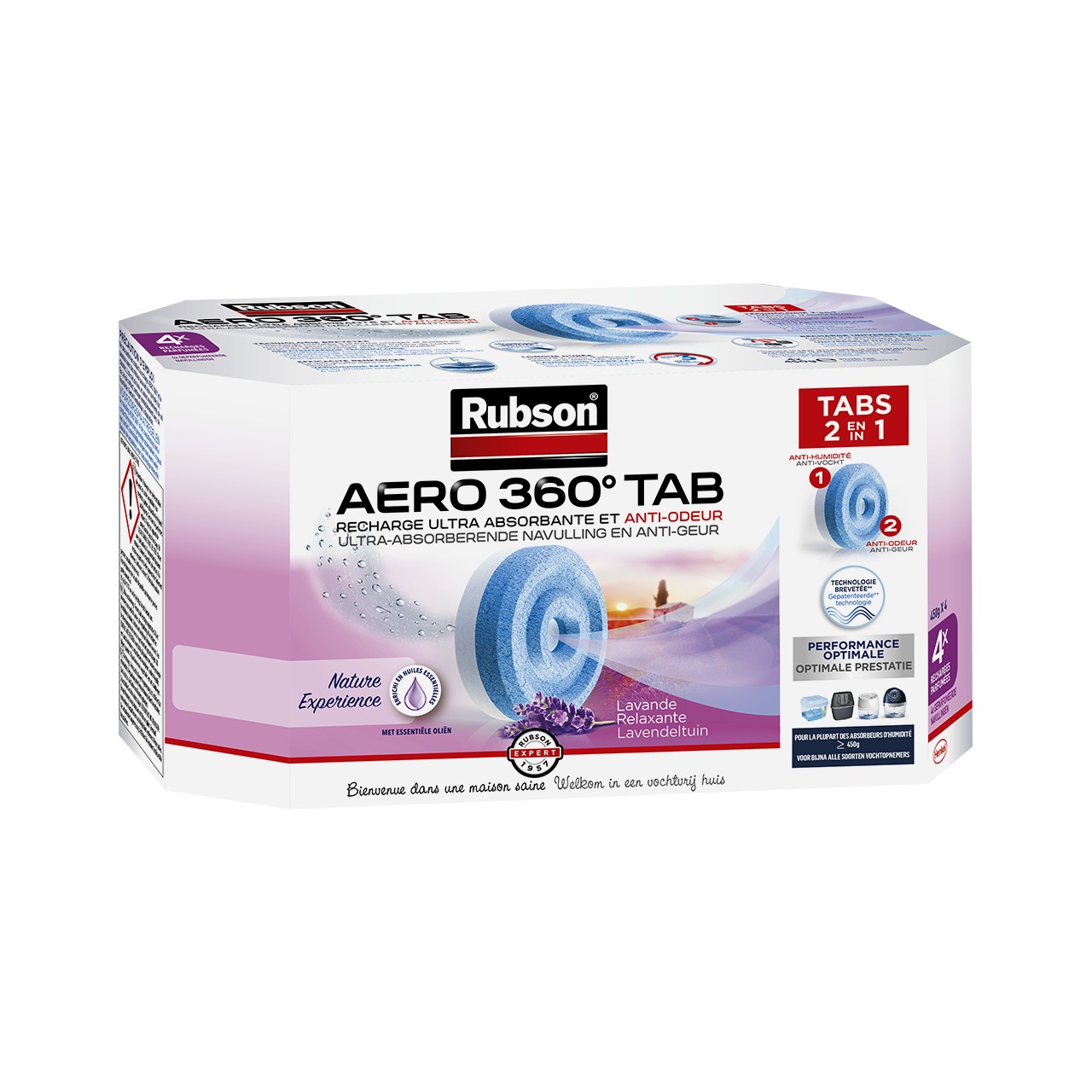 Rubson AERO 360° Recharges en tabs parfum lavande relaxante, recharges pour  absorbeur d'humidité, ultra absorbantes et anti odeurs, recharge pour