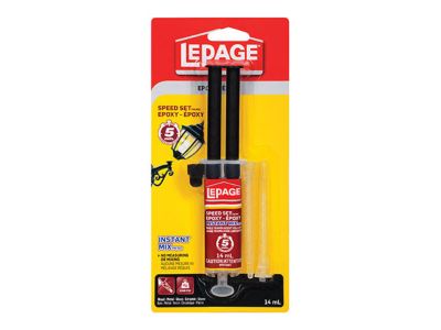 LePage Multi-Purpose Two-Part Gel Epoxy Adhesive Glue Syringe,  Fast-Setting, No-Drip, 25-mL