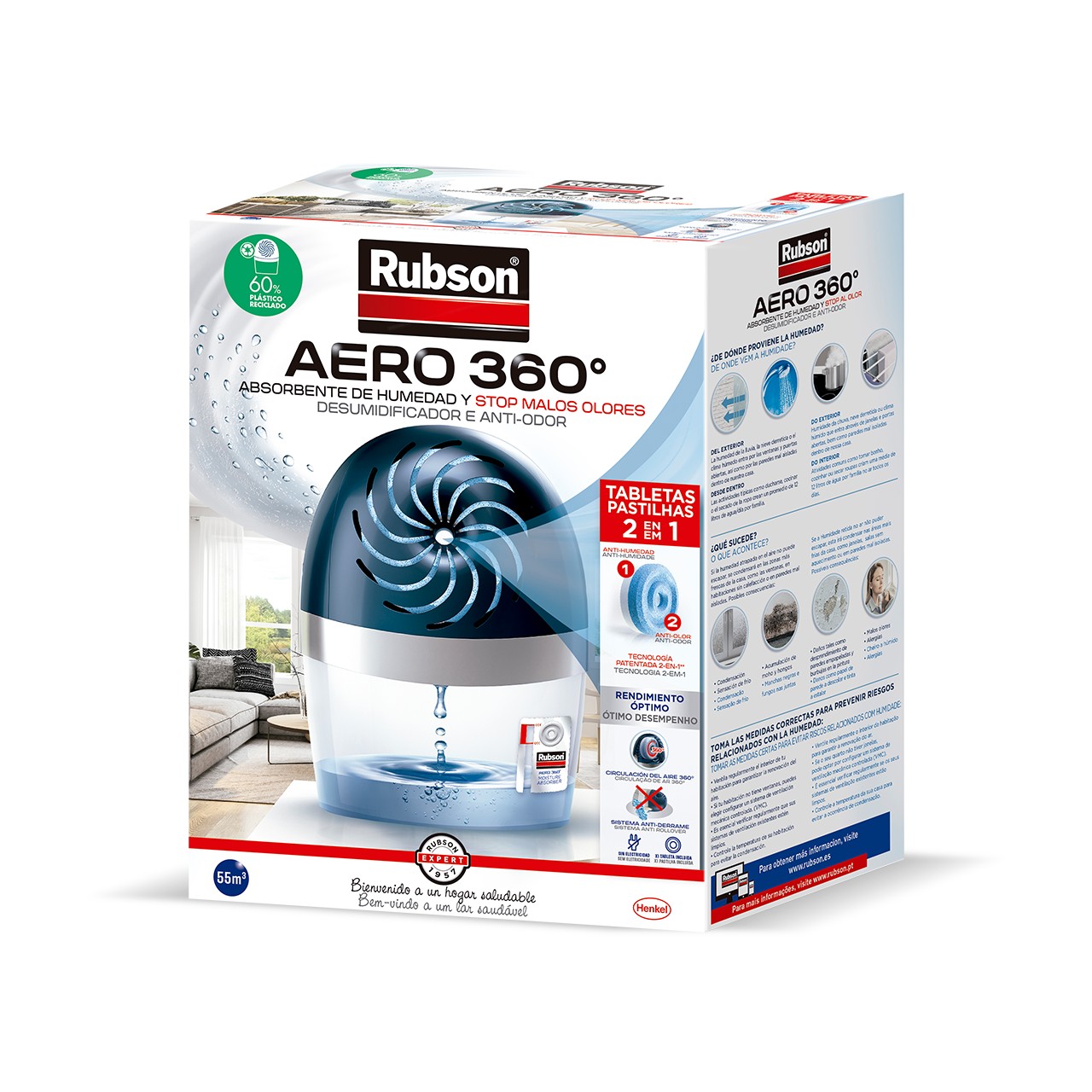 Rubson Aero360 450g Lavanda Dehumidifier Replacement Blue