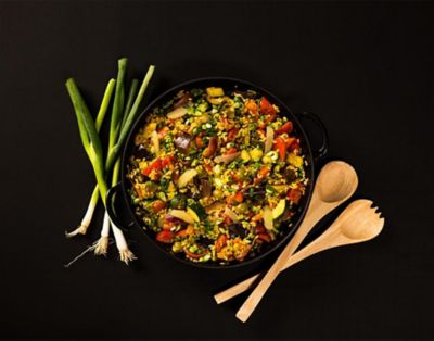 Veggie paella with zucchini and eggplant