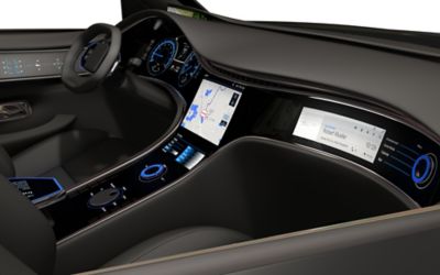 Passenger side view of Henkel's newest car interior of the future.