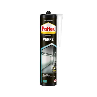 PATTEX Colle Fixation Verre , mastic de fixation pour éléments  transparents, colle et jointe- Cartouche 300 gr