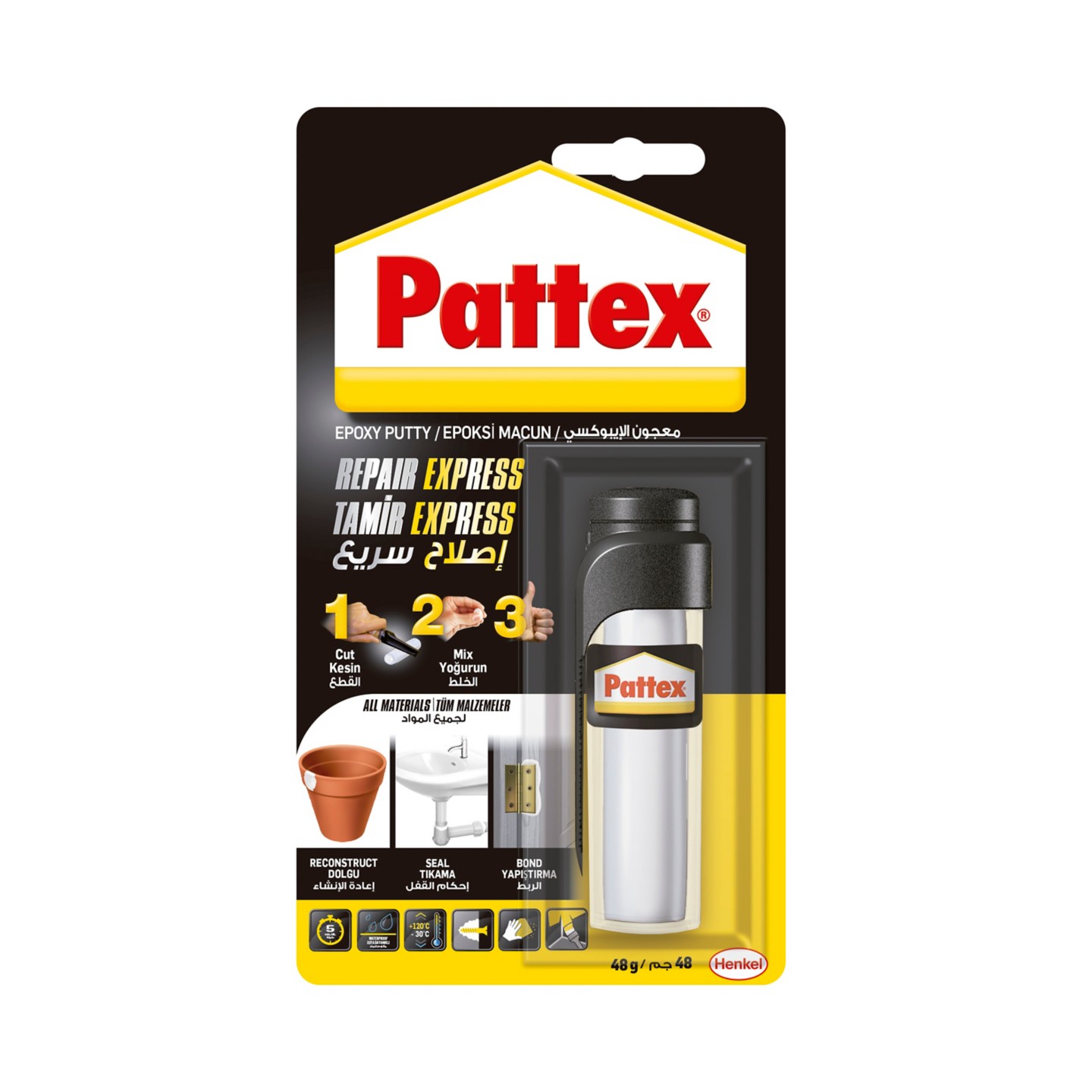 Pattex  Pâte à réparer multi-usages (tube de 64 g) – Pâte epoxy