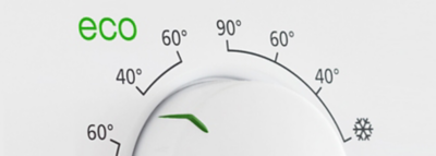 Detailansicht: Temperaturregler einer Waschmaschine mit Eco Funktion