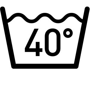 Pflegesymbol für "Im Normalwaschgang bis zu einer Temperatur von 40 °C waschen."