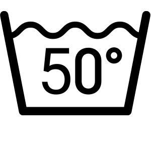 Pflegesymbol für "Im Normalwaschgang bis zu einer Temperatur von 50 °C waschen."