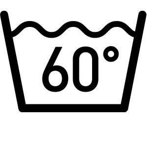 Pflegesymbol für "Im Normalwaschgang bis zu einer Temperatur von 60 °C waschen."