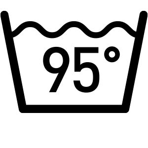 Pflegesymbol für "Im Normalwaschgang bis zu einer Temperatur von 95 °C waschen."