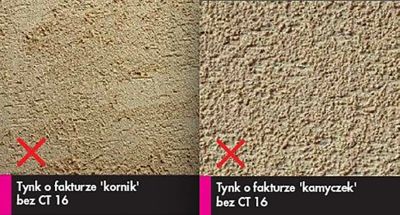 Tynk o fakturze "kornik" i "kamyczek" bez CT 16