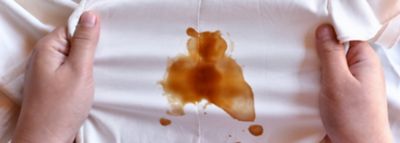 .brown soy sauce stain on white fabric