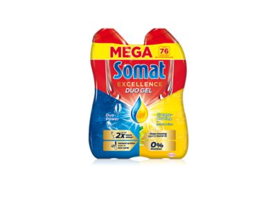 Somat Excellence Duo Power Gel Zitrone, Limette 58 WL & Somat Klarspüler, Extra-Trocken Effekt, Extra-Glanz | 750 ml (1er Pack Somat Excellence Duo Power Gel Zitrone, Limette 58 WL & Somat Klarspüler, Extra-Trocken Effekt, Extra-Glanz | 750 ml (1er Pack