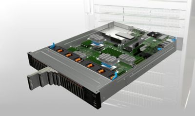 Illustration of the interior components of a server rack