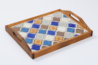 アメリカンヴィンテージ モザイクトレイ タイル張り トレイ ハンド