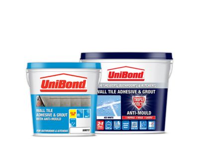 White UniBond Waterproof Triple Protect Anti Mould Wall Tile Grout & Adhesive 