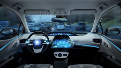 automotive dashboard with futuristic electronics