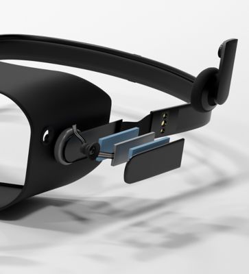  Vue démontée réalité virtuelle - Gros plan sur un collage de batterie